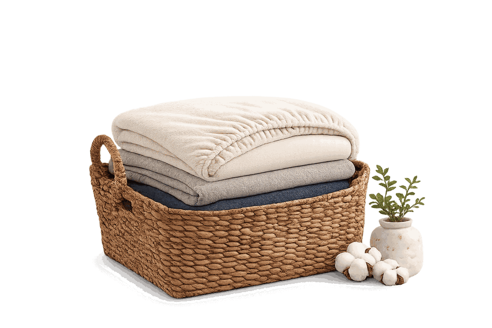Basket of folded textiles
